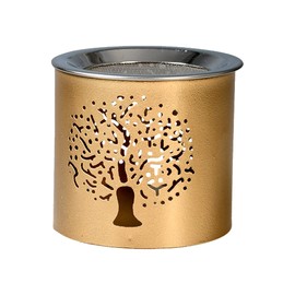NKlaus Incense Burner Iron Tree Pattern Gold Height 6 cm Operating Mode Tea Light for Incense 10903