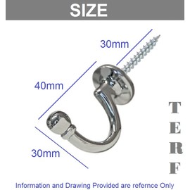 TERF® Traditional Type Polished Chrome Curtain Drapery Hold Back Tie Back Hooks Ball End Hooks Shower Window Wall Mounted Curtain Tie Back Screw for Keys Clothes Coat Hanger - Pack of 4