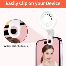TBWHL Selfie Light for Phone Clip on Ring Light Rechargeable Portable Fill Light with 40 LED for Phone Laptop Make up Live