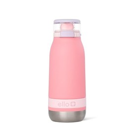 Ello Emma Botella de agua de acero inoxidable aislada al aspiradora de 14 onzas con popote y asa de transporte integrada y tapa de bloqueo a prueba de