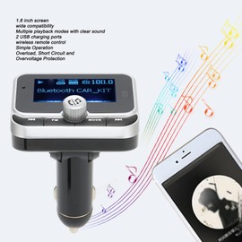 Bewinner Bluetooth FM Transmitter for Car, Wireless Bluetooth FM Radio Adapter with 1.8 Inch Screen, 2 USB Ports, Car Charger, Music Player Car Kit