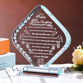 YWHL 60th Birthday Gifts for Men Women Crystal 60th Bday Decorations Best 60 Year Old Birthday Gift Ideas for Mom Grandma Wife Dad Born in 1965