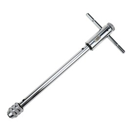Quluxe Adjustable T-Handle Ratchet Tap Wrench, Silver Alloy Steel, M3-8 Long