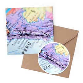 1 x Greeting Card & 10 cm Round Sticker Set - Andes Mountains South America Map - Birthday Thank You Friend Lover Fan Mum Dad Kids #3040