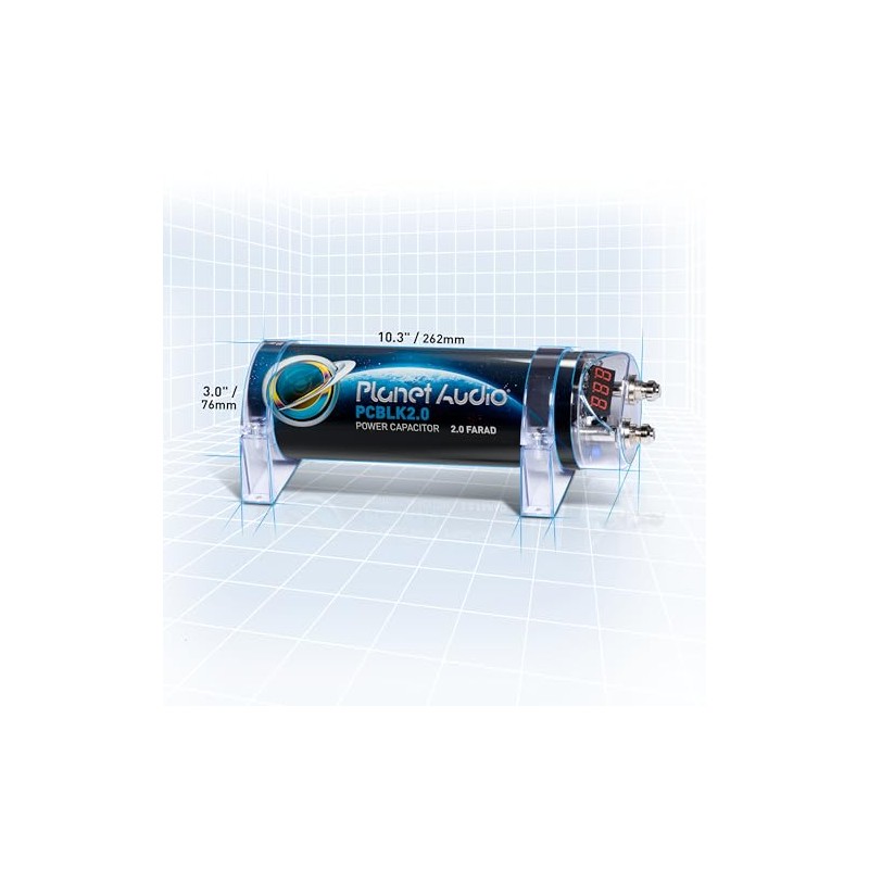 Planet Audio PCBLK20 2.0 Farad Capacitor Digital Volt Meter Black