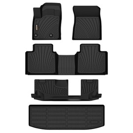 Binmotor-Floor Mats & Cargo Liner for 2022-2024 Mitsubishi Outlander SE丨SEL丨ES 丨SE & SEL Launch Edition, All Weather Outlander Car Mats, TPE Rubber Liners Cargo Trunk Mat