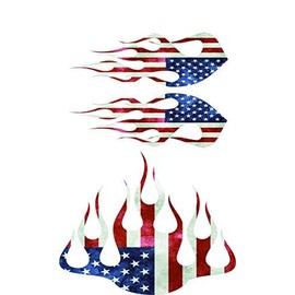Wild Dingos LLC - ST2 Flame Graphics American Flag Decal Kit Golf Cart UTV RC ATV Mower 4x4 (PG24-103-000 Flag, B - Medium)