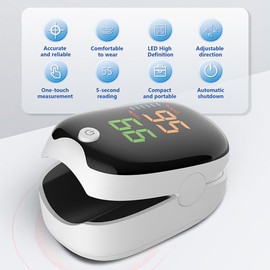 Finger Pulse Oximeter, Oxygen Monitor Finger Adults & Kids, 5-Second Quick Test, High Definition Backlit Color LED Display, Blood Oxygen Saturation Monitor & Heart Rate Monitor (White)