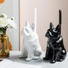 Comeon Ceramic Dog White/Black Toilet Brush and Holder Set, Plastic