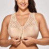 DELIMIRA Women's Front Fastening Bras Lace Wireless Plus Size Full