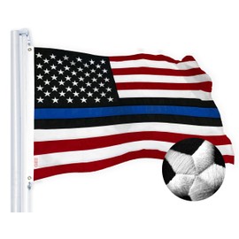 G128 Blue Lives Matter Flag | 2.5x4 Ft | StormFlyer Series Embroidered 220GSM Spun Polyester | Duty and Honor Flag, Embroidered Design, Indoor/Outdoor, Brass Grommets, Heavy Duty, All Weather