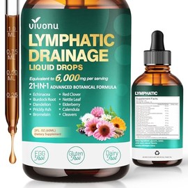 21-in-1 Lymphatic Drainage Drops for Liposomal, Immune & Lymph System Support Supplement for Women & Men with Echinacea, Dandelion, Burdock, Bromelain, Calendula, Turmeric & More, 2 FL OZ