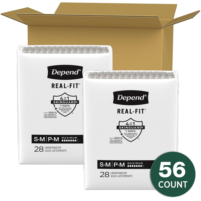 Depend Real Fit Incontinence Underwear for Men, Disposable, Maximum Absorbency,