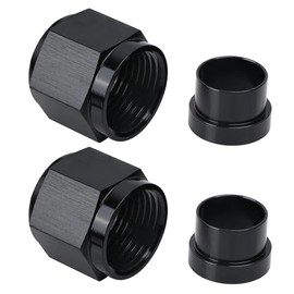 EVIL ENERGY 6AN Female Hardline Tube Nut & Sleeve Aluminum Fitting for 3/8" OD Alloy Tubing 2PCS