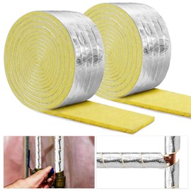 warmfarm 32.8 FTx 3 in Foiled Back Fiberglass Pipe Insulation Wrap,Pipe Insulation Foam Wrap Tape Ceramic Water Pipe Insulation Wrap for Outdoor Indoor Pipe Insulation Wrap Freezing Weather (1 Pack)