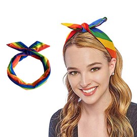 YLOIJO Rainbow Knotted Headbands for Women Girls, Criss Cross Tie Dye Head Bands, Cloth Turban Hair Bands Accessories (Colorful, Mid)