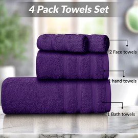 Casabella Luxury 100% Egyptian Cotton Towel Bale - 8 Pieces - 550 Gsm Xlarge Sizes_Purple_4 Pieces Set