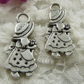 Unbranded MIXED SET - 6 New SUN BONNET GIRL Charms  Silver Zinc Alloy ONE EACH - FREE SHIP