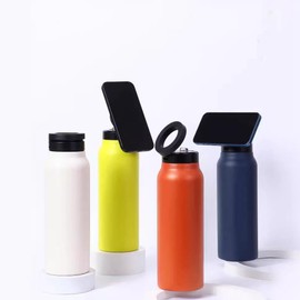 RANJOVER Navy Blue Insulated Water Bottle with Magnetic Phone Holder, Made of Stainless Steel