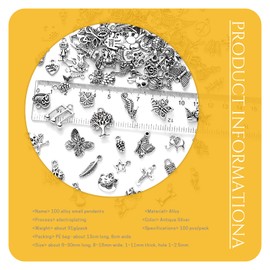 Skyzone Charms Pendants for Jewellery Making,100 Pieces Mixed Retro Silver Metal Charms for Bracelet Necklace Bracelet Earrings DIY Jewellery Making Accessories