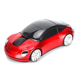 Smart Car Shaped Wireless Mouse, 2.4G Cordless Mouse for Laptop Tablet Computer with USB Receiver (Red)