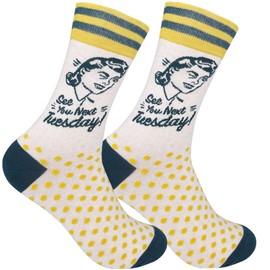 FUNATIC See You Next Tuesday Funny Adult Socks For Women Men | Novelty Gift Apparel with Sarcastic Saying | Best Comedy Lover and Hilarious Party Day Sarcasm Message Present | One Size Fit Most Attire