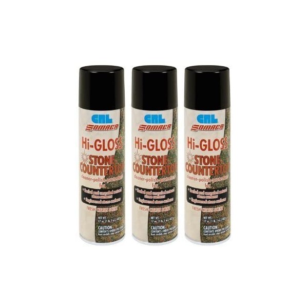 Somaca Hi-Gloss Stone Countertop Cleaner - Pack of 3 Cans