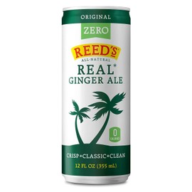 Reed's Zero Sugar Ginger Ale - Made with Pressed Organic Ginger - Zero Calories - 12oz Slim Cans, 24 Pack
