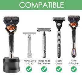 Linkidea 4 Pack Safety Razor Stand, Opening Dia 0.7" (18.5mm) Aluminum Alloy Men's Shaving Stand for Bathroom Countertops, Dark Grey