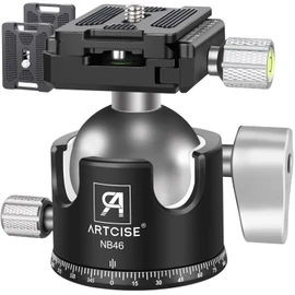 ARTCISE 46mm Low Center of Gravity Ball Head CNC Machined Aluminum 360 Degree Rotation Panoramic Ball Head Arca-Swiss Compatible Quick Shoe Free Head SLR DSLR Video Camera Max Load 20kg