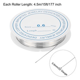 QUARKZMAN 0.6mm/22 Gauge Copper Wire for Jewellery Making, 1 Roll Crafting Tarnish Resistant Beading Wire for Jewellery Making Supplies (Silver) - 5 Yards