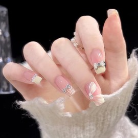 Nail Tip, 2024 False Nail Tip, Popular, Nail Supplies, Nail Stick, 3D, Just Paste False Nails, Wedding Nail Tip, Reusable, Cute, Fashion, Wedding, Graduation, Coming-of-age Ceremony, Dating Design, 24