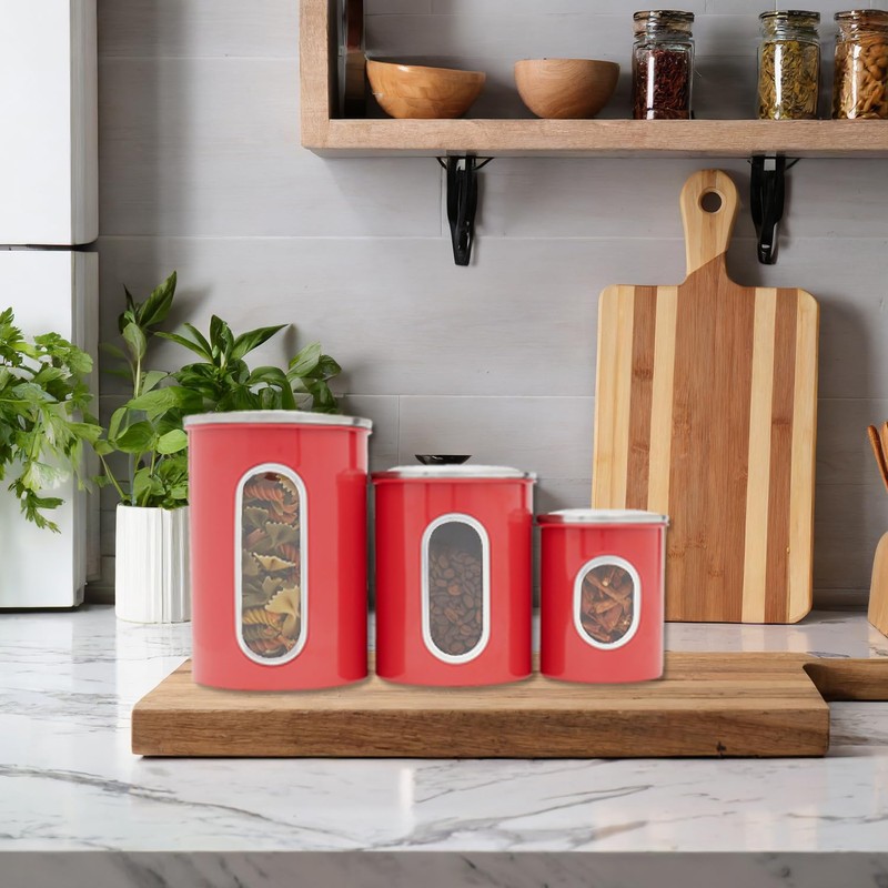 Home Basics 3 Piece Canister Set for the Kitchen Kitchen