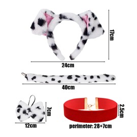 3pcs Dog Headbands, 1pc Velvet Choker, Dalmatian Ears, Ear Headband Set, Kids Dog Clothing, Dalmatian Ear Headband, Dalmatian Clothing