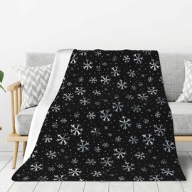 Jbofyee Winter Snowflakes Throw Blankets All Season Ultra Soft Warm Christmas Fleece Blanket for Home Bed Sofa Couch Chair Outdoor Travel Camping 60x50 Inch
