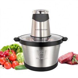 MEGAWISE Electric Food Processor, 1000W Meat Grinder & Vegetable Chopper with 6L 304# Stainless Steel Bowl, Dual-Speed Food Chopper for Meat, Vegetabl