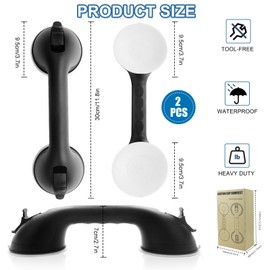 cersaty® 2 Stk Haltegriff Dusche Ohne Bohren, Haltegriffe für Senioren Badewannengriff, Duschgriff mit Saugnapf für Badewanne,Dusche,WC Mobiler Haltegriff