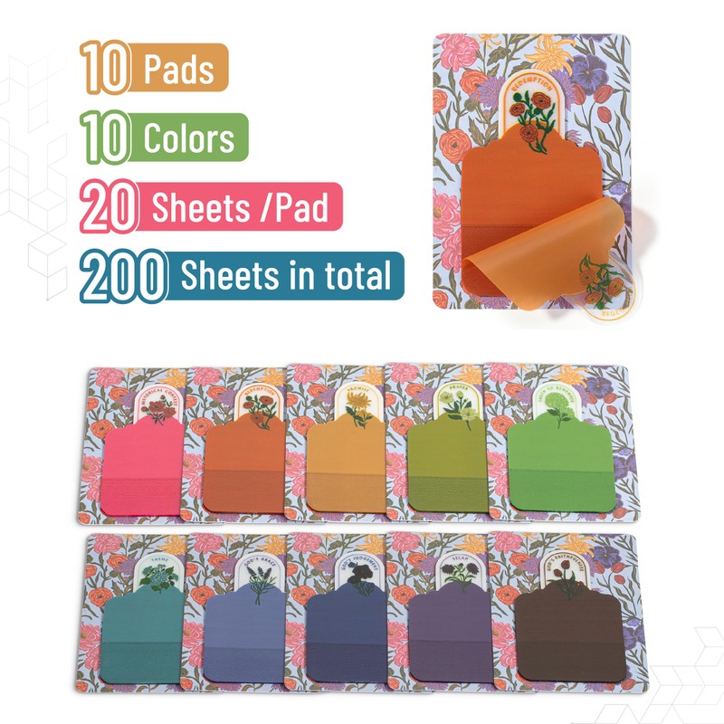 Mr. Pen- Transparent Bible Journaling Sticky Notes, 10 Pads, 200