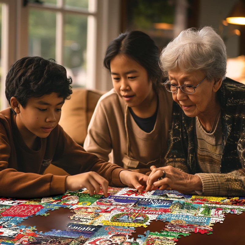 White Mountain Christmas Carols Christmas Puzzles 1000 Pieces Collage Winter