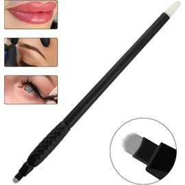 Lápiz De Microblading Desechable Para Cejas, 10 Unidades, Herramienta Manual De Tatuaje Con Nanohoja Y Esponja Pigmentada Para Un Modelado Preciso De Cejas (10 Unidades, Negro, 0,15 X 18 Unidad