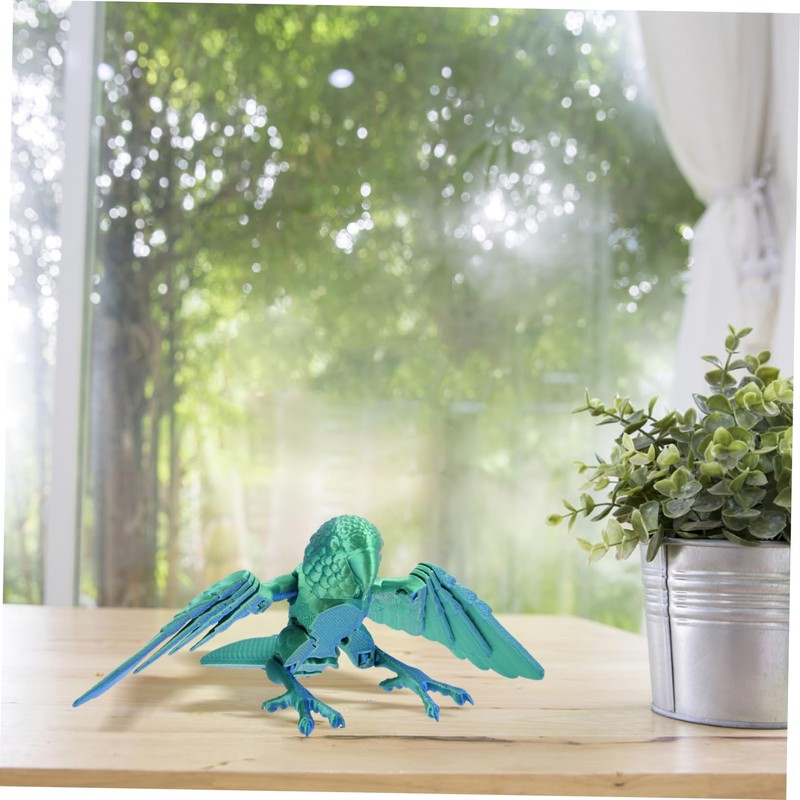 KOMBIUDA Printed Parrot Figurine Realistic Flexible Bird Model for Articulated