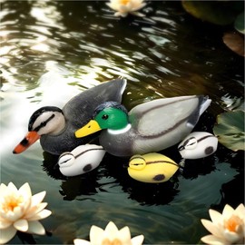 Gravidus Floating Duck Set 5 Pieces - Floating Decorative Ducks Family for Pond & Pool - Weatherproof Plastic Ducks, Realistic Painted