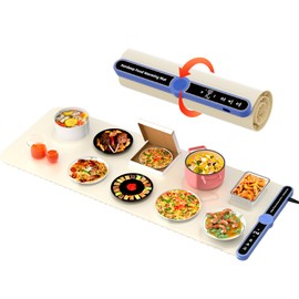Warming Mat for Food Extra Large (XXL:40”X15”) Food Warming Mat for Countertop Parties Buffet 650W 8S Fast Even Heating 9-Level Temp Food Warmer Portable Silicone