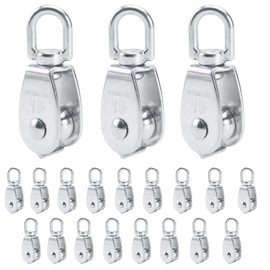 AuInLand 304 Stainless Steel Single Pulley Block M15 Wire Rope Crane Pulley Block Small Pulley Lifting Hanging Wheel, 20 PCS