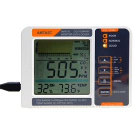 AMTAST Carbon Dioxide Meter Digital CO2 Monitor 3 in 1 Desktop CO2 Temp. RH Monitor with Data Logger Environmental Controller for Grow Room Green House Factory Office AMT310