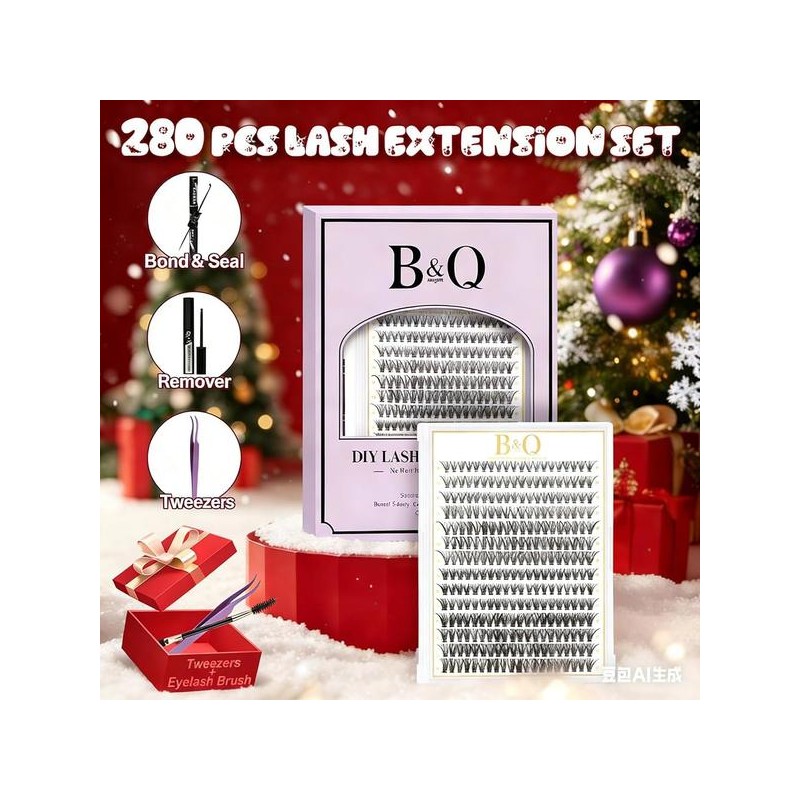 B&Q 래쉬 클러스터 키트 280PCS 속눈썹 키트, 30D 40D D