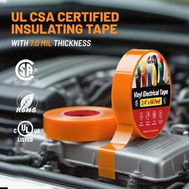 RED WOLF 10 Pack Orange Electrical Tape 3/4 Inch x 66 Ft Industrial Grade UL/CSA Listed 7 Mil Thick Flame Retardant High Temp Waterproof Electrical PVC Tape Electric Super Vinyl Rated 600V