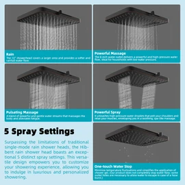 Hibbent 5 Spray Modes Shower Head, 13'' High Pressure Rain Shower Head, Large Rainfall Showerhead, High Flow Waterfall Bathroom Fixed Showerheads with Adjustable Swivel Ball Joint, Oil Rubbed Bronze