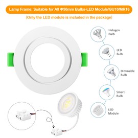 YindaLux Set of 1 Recessed Spotlights GU10 Frame IP65 Including 5 W LED Module 4000 K, LED Recessed Spotlight 230 V Matt White Ceiling Spotlights Round Flat Recessed Spotlights 68 mm Hole Size for
