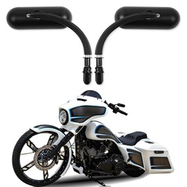 DREAMIZER Black Motorcycle Universal Oval Rear View Side Mirrors Compatible with Harley Street Bike Scooter Chopper Cruiser Sportster Dyna Softail Dirt Bike